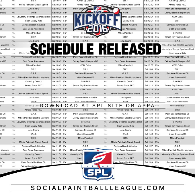 2016 SPL Kickoff Schedule