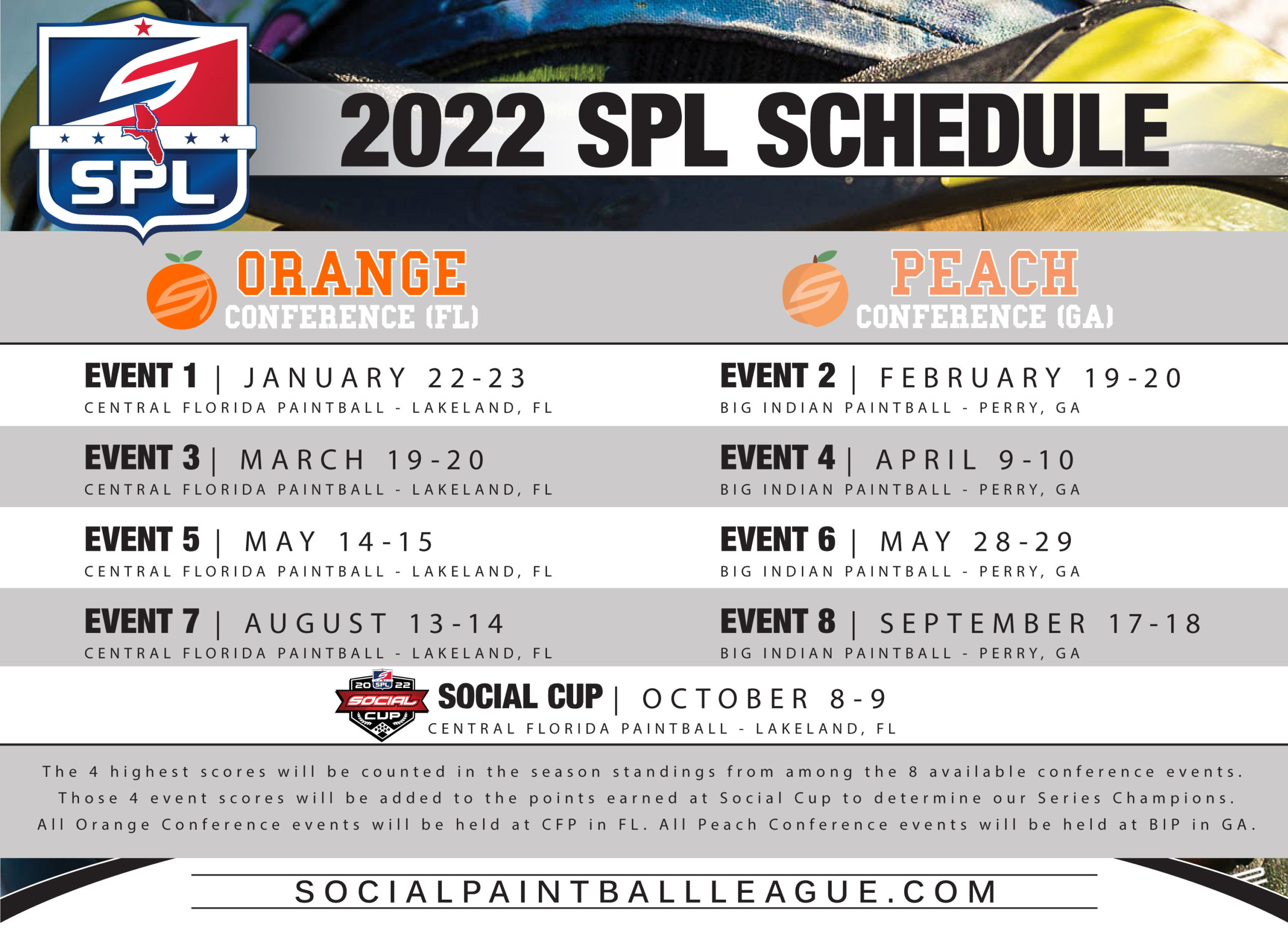 Spl Schedule 2022 Spl Events Calendar | Spl Florida & Georgia Paintball