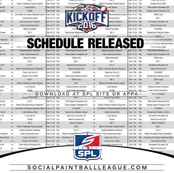 2016 SPL Kickoff Schedule Released