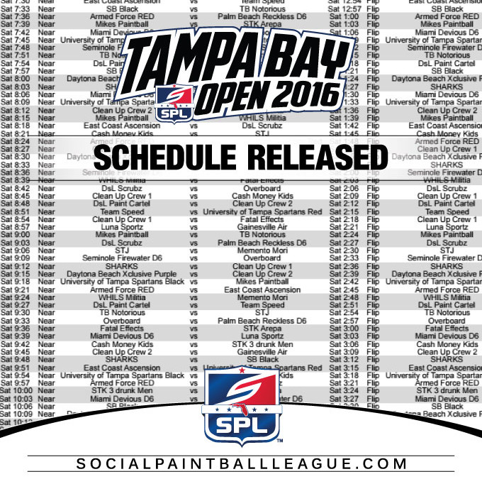 2016 SPL Tampa Bay Open Schedule Released